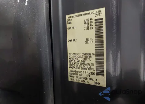 2017 Nissan Maxima 3.5 Sl z USA, uszkodzony, nr VIN 1N4AA6AP3HC455280